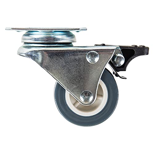 HMF 6720 - Ruedas dobles para cargas pesadas con freno, poliuretano, 4 unidades, 50 mm, hasta 400 kg, color gris