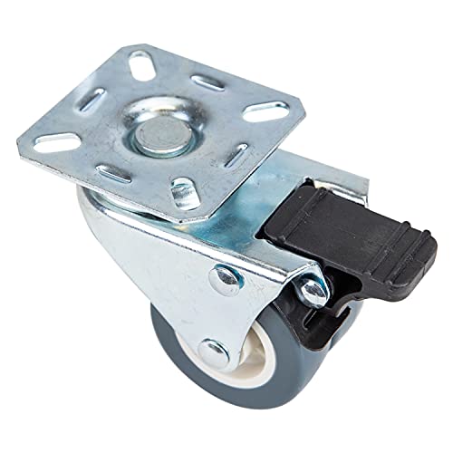 HMF 6720 - Ruedas dobles para cargas pesadas con freno, poliuretano, 4 unidades, 50 mm, hasta 400 kg, color gris