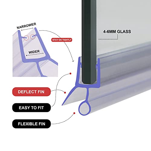 HNNHOME - Junta selladora de goma para mampara de ducha, para puerta de cristal recta o curvada de 4-6 mm, con separación de 5 a 10 mm
