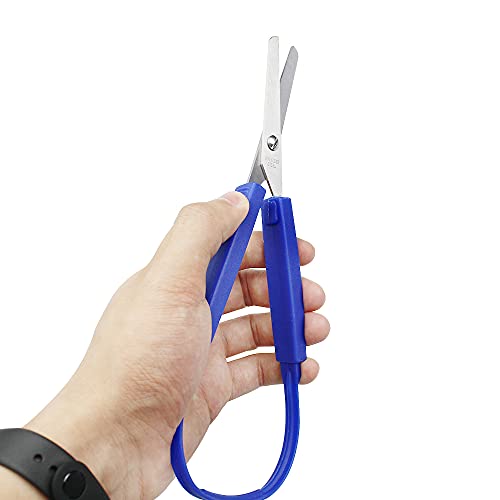 hocadon 3 Piezas Tijeras de Fácil Agarre, Tijeras de Bucle Diseño Adaptativo de Apertura Automática, Tijeras Adaptadas para Necesidades Especiales, Adolescentes y Adultos, 3 Colores