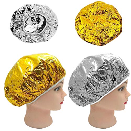 Holama Gorro De Ducha Desechable, Gorro De Ducha para Mujer 4 Piezas Gorro De Papel De Aluminio Sombrero Desechable Impermeable para El Hogar Productos para El Cuidado del Cabello