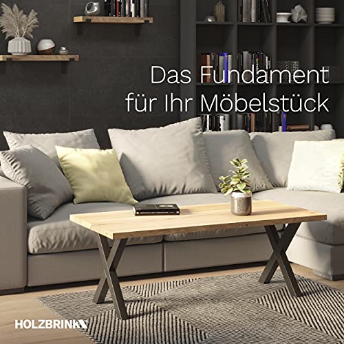 HOLZBRINK 1x Pata de Mesa en Forma de X Perfiles de Acero 60x60 mm, Tamaño 60x72 cm, Negro Intenso, HLT-03-G-CC-9005
