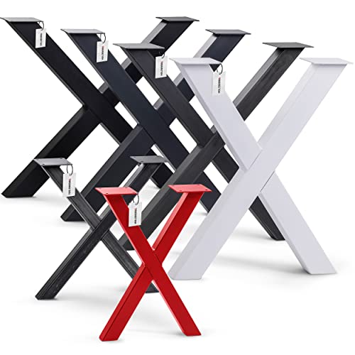 HOLZBRINK 1x Pata de Mesa en Forma de X Perfiles de Acero 60x60 mm, Tamaño 60x72 cm, Negro Intenso, HLT-03-G-CC-9005