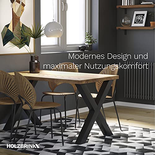 HOLZBRINK 1x Pata de Mesa en Forma de X Perfiles de Acero 60x60 mm, Tamaño 60x72 cm, Negro Intenso, HLT-03-G-CC-9005