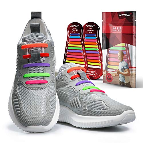 HOMAR Cordones de Silicona Multicolores Impermeable Cordones de Zapatos para Niños y Adultos Cordones Elásticos de Goma para Zapatillas Deporte