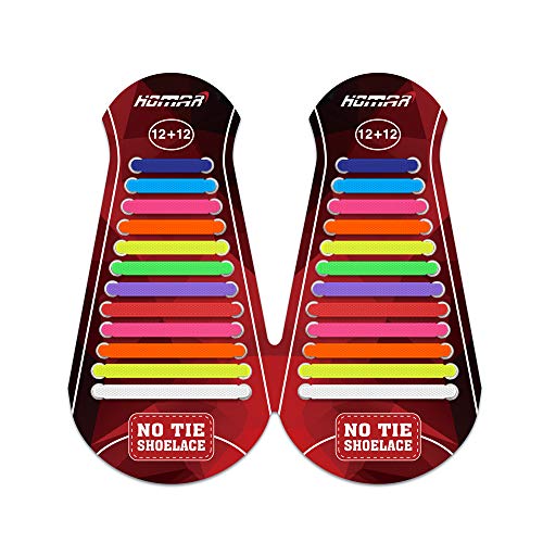 HOMAR Cordones de Silicona Multicolores Impermeable Cordones de Zapatos para Niños y Adultos Cordones Elásticos de Goma para Zapatillas Deporte