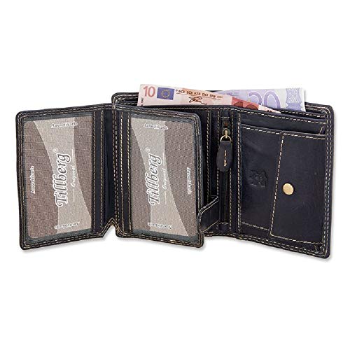 Hombre Cartera Monedero Piel Auténtica Auto lkv Negro