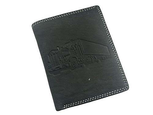 Hombre Cartera Monedero Piel Auténtica Auto lkv Negro