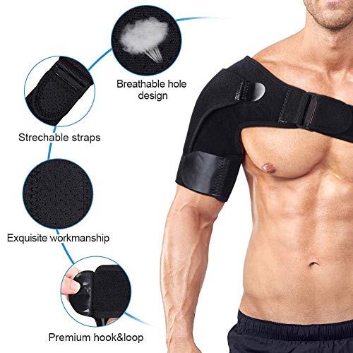 Hombreras - Ajustable, Neopreno, Compresión Manguito Rotador Hombrera Apoyo para Prevenir Lesiones, Dislocado AC Articulación, Bursitis y Tendinitis - Ambos Derecha e Izquierda Hombro,Free Size