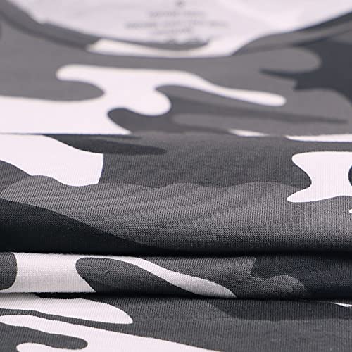 Hombres Atlético Playeras Camisetas Corto Manga Músculo Cortar para Culturismo Rutina de Ejercicio Formación Aptitud Tops Cuello Algodón Negro Camo S