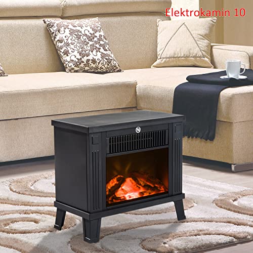 HOMCOM Chimenea Eléctrica Calefactor Tipo Estufa de Pie con Efecto de Leña Ardiendo 600W/1200W 34x17x31cm Metal Negro
