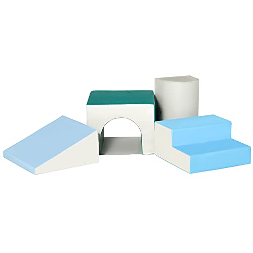 HOMCOM Juego de 4 Bloques de Espuma para Niños de 1-3 Años Figuras de Construcción Juguete para Aprendizaje Infantil Tapizado en PU 150x50x39 cm Multicolor