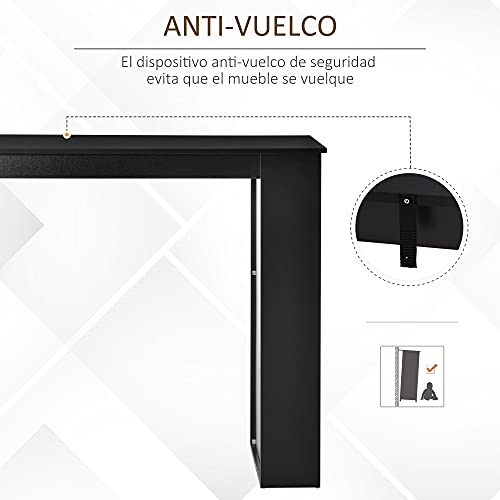 HOMCOM Mesa de Bar de Bistro Mesa de Comedor con 3 Estantes para Bebidas y Barra Estructura de Madera Mesa Alta para Cocina Sala de Estar 112x57x106 cm Negro