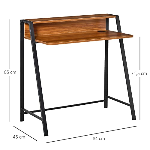 HOMCOM Mesa de Ordenador Escritorio para Hogar Oficina Estilo Industrial 84x45x85cm Color Nogal