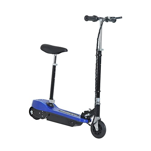 HOMCOM Patinete Eléctrico para Niño Scooter Plegable E-Scooter Batería 120W Manillar Ajustable Freno Pie de Apoyo 78x37x99cm Azul