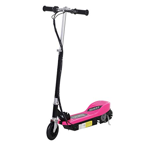 HOMCOM Patinete Eléctrico Plegable para Niños y Adolescentes de +7 Años Scooter Eléctrico con Manillar Ajustable en Altura y Frenos Carga Máx. 50 kg 78x37x91-99 cm Rosa