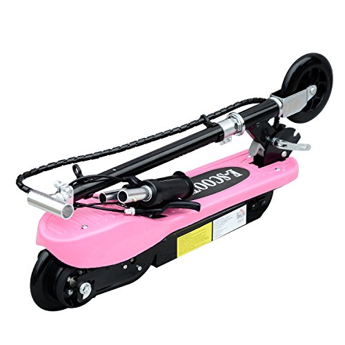 HOMCOM Patinete Eléctrico Plegable para Niños y Adolescentes de +7 Años Scooter Eléctrico con Manillar Ajustable en Altura y Frenos Carga Máx. 50 kg 78x37x91-99 cm Rosa
