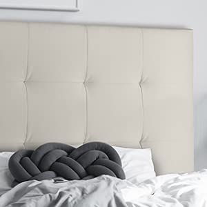 Home Heavenly®- Cabecero de Cama Olson. Tapizado y Acolchado. para Cama Individual y de Matrimonio. con Espuma de 6 cm. (Beige105 cm).