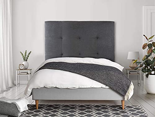 Home Heavenly®- Cabecero de Cama Olson. Tapizado y Acolchado. para Cama Individual y de Matrimonio. con Espuma de 6 cm. (Gris Oscuro 105 cm).