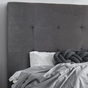 Home Heavenly®- Cabecero de Cama Olson. Tapizado y Acolchado. para Cama Individual y de Matrimonio. con Espuma de 6 cm. (Gris Oscuro 105 cm).