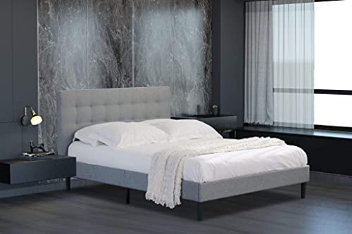 Home Treats Melia - Marco de cama doble gris con colchón de muelles de lujo, muebles de dormitorio (sin colchón)