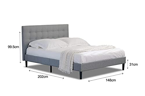 Home Treats Melia - Marco de cama doble gris con colchón de muelles de lujo, muebles de dormitorio (sin colchón)