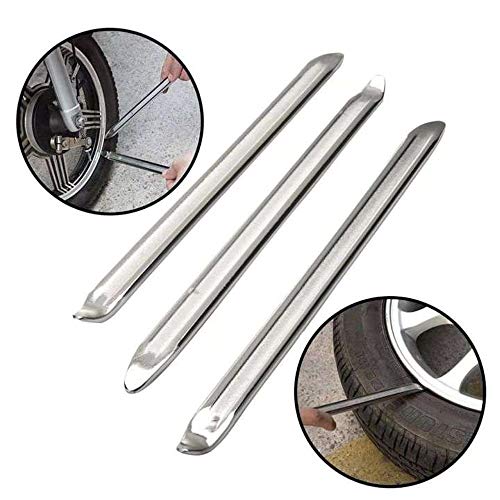HomeDejavu 3 Piezas Palancas de Neumátcios Palanca de Neumáticos Herramientas Palanca de Neumático de Moto Desmontadoraspara Coche Motocicleta Bicicleta 30 x 1,92 x 0,6cm (Plateado)