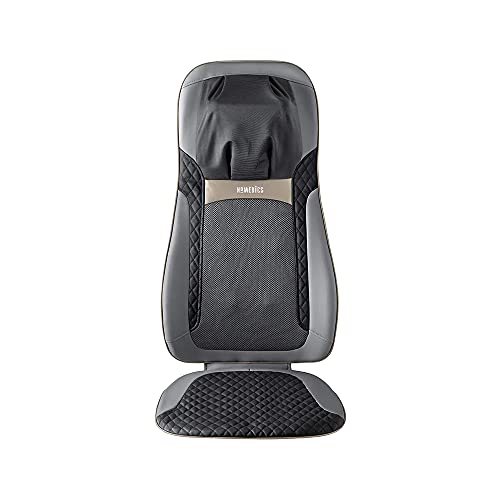 HoMedics Shiatsu Elite II Cojín de masaje con calor calmante 2 estilos de masaje de espalda, 3 zonas de masaje, masaje puntual, controlador y correas para silla