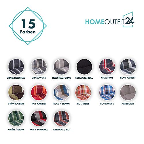Homeoutfit24 Prato - Cojín Acolchado para sillas de jardín, Hecho en Europa, Respaldo bajo, Resistente a los Rayos UV, Poliéster, Relleno de Espuma, 103 x 52 x 8 cm, 1 Unidad, Negro