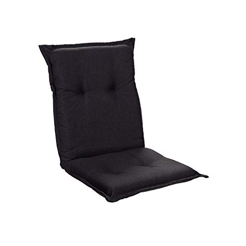 Homeoutfit24 Prato - Cojín Acolchado para sillas de jardín, Hecho en Europa, Respaldo bajo, Resistente a los Rayos UV, Poliéster, Relleno de Espuma, 103 x 52 x 8 cm, 1 Unidad, Negro