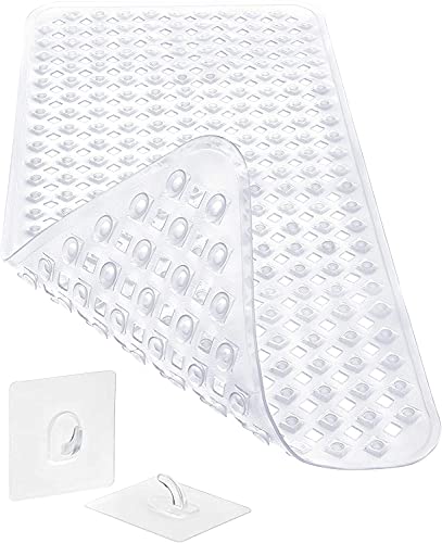 Homerella Alfombra de baño Antideslizante y Delicada con la Piel, 88x39cm, Incl. Ganchos | Esterilla de Tina sin BPA | Estera Resistente al Moho y Lavable a máquina | Alfombrilla de Ducha