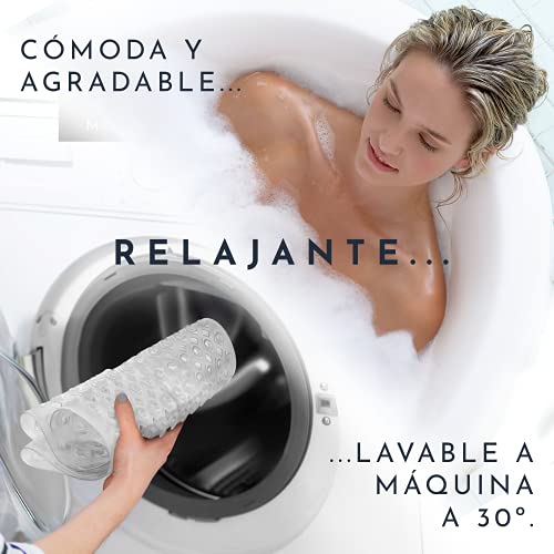 Homerella Alfombra de baño Antideslizante y Delicada con la Piel, 88x39cm, Incl. Ganchos | Esterilla de Tina sin BPA | Estera Resistente al Moho y Lavable a máquina | Alfombrilla de Ducha