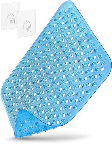 Homerella Alfombra de Ducha Antideslizante y Delicada con la Piel, 53x53cm, Incl. Ganchos | Esterilla de Tina sin BPA | Estera Resistente al Moho y Lavable a máquina | Alfombra de baño (Azul)