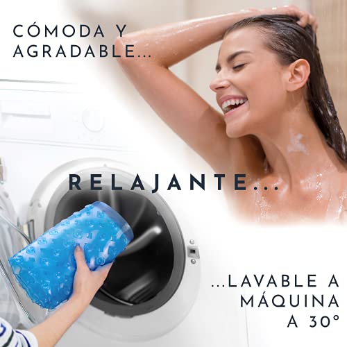 Homerella Alfombra de Ducha Antideslizante y Delicada con la Piel, 53x53cm, Incl. Ganchos | Esterilla de Tina sin BPA | Estera Resistente al Moho y Lavable a máquina | Alfombra de baño (Azul)