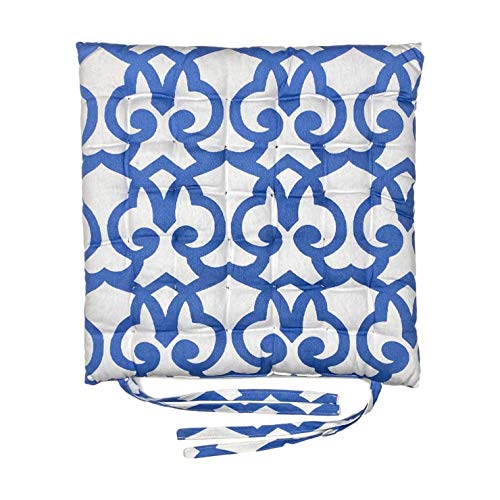 Homevibes Cojines para Sillas, Cojin para Silla con Lazos, Juego de 4 Cojines para Interior o Exterior de 100% Algodon, Medidas 40 x 40 x 6 cm Varios Diseños para Decorar Tu Hogar (Diseño 6)