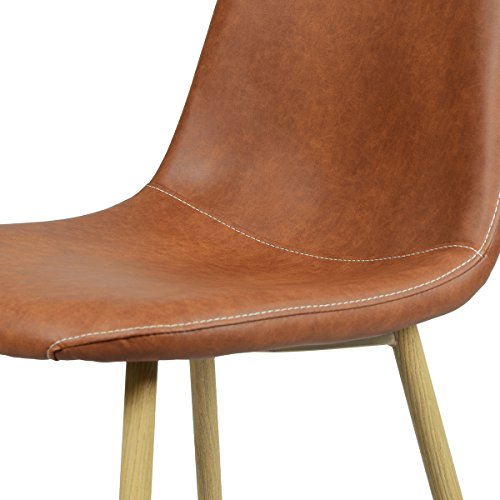 Homy Casa Silla de Comedor Vintage Juego de 4 sillas de Cocina de Cuero PU Impermeables con Respaldo Suave Asiento Simple Instalación Vintage Silla de Comedor de Estilo Decorativo Café marrón