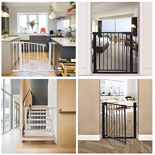 Honganrunli 83 – 89 cm de ancho, con doble interruptor, cierre automático, rejilla para escaleras, para casa, escaleras, puertas, adecuado para perros, gatos o niños, color blanco