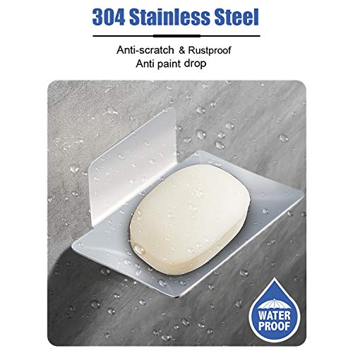 HONZUEN Jabonera de Pared, Jabonera Autoadhesiva de Acero Inoxidable, Jabonera Escurridora para el Balcón de la Cocina del Baño, para Almacenar Esponja de Jabón Cepillo(Plata)