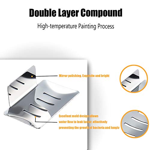 HONZUEN Jabonera de Pared, Jabonera Autoadhesiva de Acero Inoxidable, Jabonera Escurridora para el Balcón de la Cocina del Baño, para Almacenar Esponja de Jabón Cepillo(Plata)