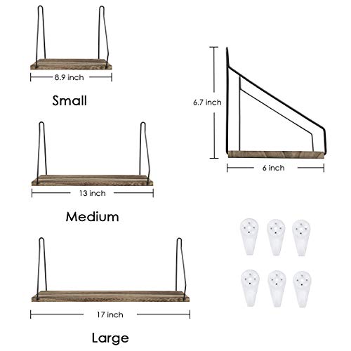 Hoofaway Estantería de Pared, 3PCS Estantería Colgante, Estantes Flotantes en Madera Decoración de Pared, Ideal para Dormitorio, Sala de Estar, Estudio, la Sala de Estar, la Oficina en el Hogar