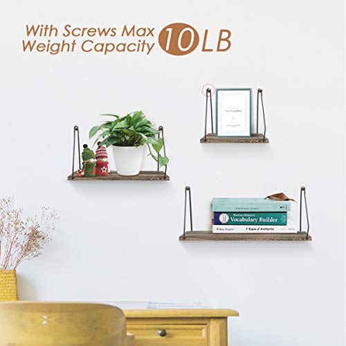 Hoofaway Estantería de Pared, 3PCS Estantería Colgante, Estantes Flotantes en Madera Decoración de Pared, Ideal para Dormitorio, Sala de Estar, Estudio, la Sala de Estar, la Oficina en el Hogar
