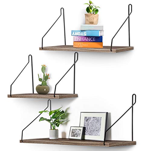 Hoofaway Estantería de Pared, 3PCS Estantería Colgante, Estantes Flotantes en Madera Decoración de Pared, Ideal para Dormitorio, Sala de Estar, Estudio, la Sala de Estar, la Oficina en el Hogar