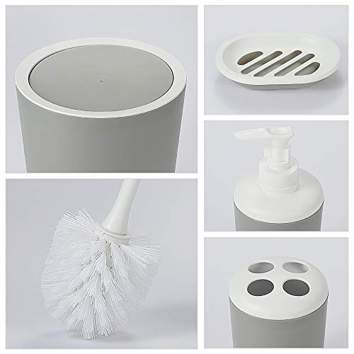 Hoomtaook Accesorios Baño Juego de Accesorios para Baño Set de Baño 6 Piezas Plástico PP no tóxico Gris