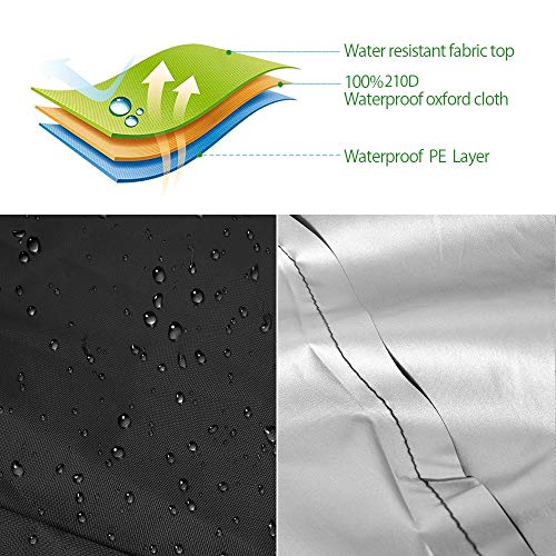 hootecheu Funda para sillón de jardín exterior con asiento profundo, 210D, impermeable, para silla Patio antiviento, con cuerda ajustable, 80 x 85 x 91 cm, color negro