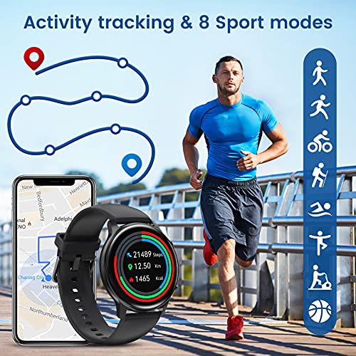 HOTMIFIT Reloj Inteligente Hombre Mujer, Smartwatch Impermeable 5ATM con Pulsómetro, Oxímetro, Notificación de Mensajes, hasta 15 Días de Batería, Pulsera Actividad Inteligente para Android iOS
