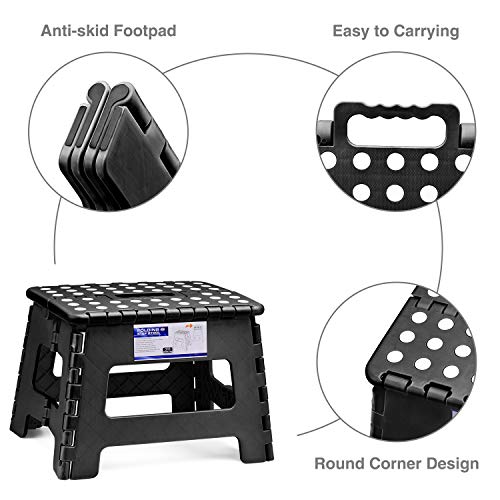 HOUSE DAY Taburete Plegable de Ligero 22cm Negro plástico Antideslizantes para niños la Cocina Taburete de baño