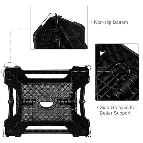 HOUSE DAY Taburete Plegable de Ligero 22cm Negro plástico Antideslizantes para niños la Cocina Taburete de baño