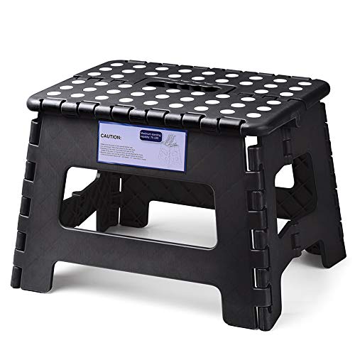 HOUSE DAY Taburete Plegable de Ligero 22cm Negro plástico Antideslizantes para niños la Cocina Taburete de baño