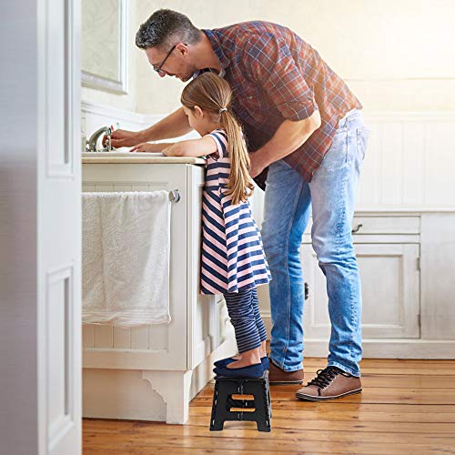 HOUSE DAY Taburete Plegable de Ligero 22cm Negro plástico Antideslizantes para niños la Cocina Taburete de baño