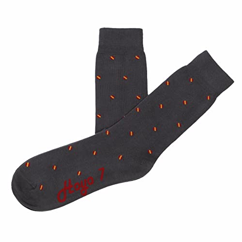 Hoyo 7 Calcetines gris marengo con topitos de la bandera de España (41-45)